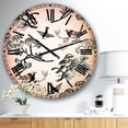 thumbnail image 2 of Designart 'Floral pattern with birds' Traditional Wall Clock, 2 of 3