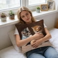 thumbnail image 4 of Cat Pillow Cover 18x18 Inch, Cute Cat Throw Pillow Cover with Faux Embroidery Look, Soft Polyester Decorative Pillow Case for Sofa, Bedroom, Living Room Home Decor, 4 of 5