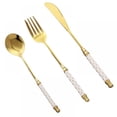thumbnail image 2 of 3 Pieces Stainless Steel Gold Dinner Sets Tainless Steel Modern Flatware Eating Utensils Set, Includes Forks/Spoons/Dinner Knives, 2 of 6