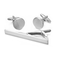 thumbnail image 2 of Yoursfs Silver Tie Clip Cufflinks Set, Men's Round Tie Clip Cufflinks Wedding Party Jewelry, 2 of 3