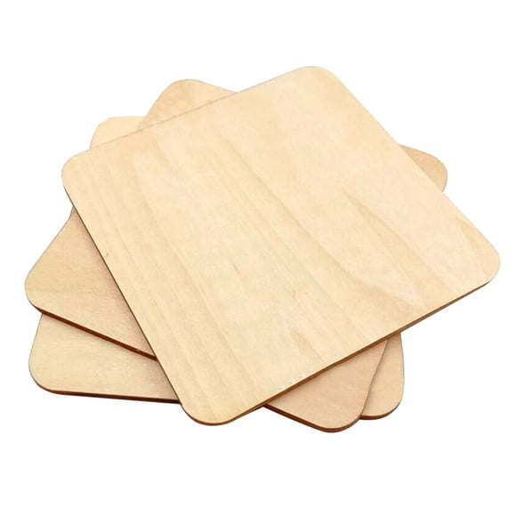 KAKOWELY 50pcs 40mm Natural Wood Pieces Square Unfinished Wooden Slices for Crafts DIY Ornaments Scrapbooking Home Decor,1.57"X1.57"X0.12"