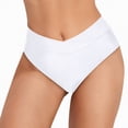 thumbnail image 4 of NIEWTR Women's Bikini Bottom Tummy Control Ruched High Waisted Bathing Suit Swim Bottom Summer Beach Clothes(White,M), 4 of 9