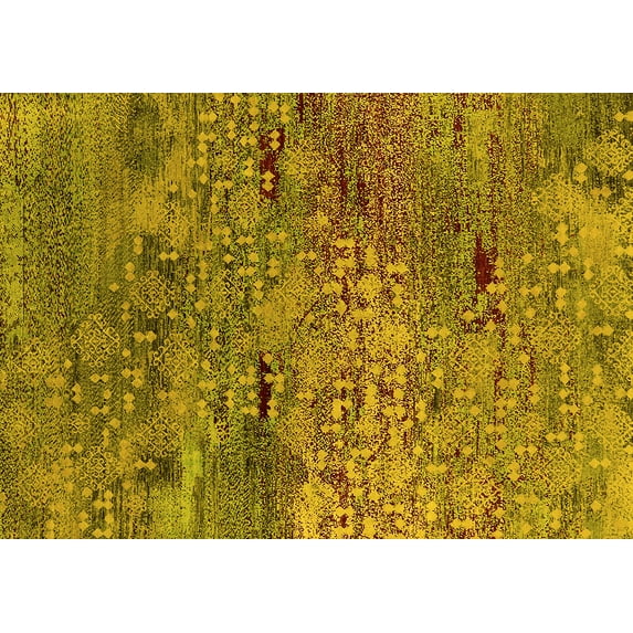 Ahgly Company Indoor Rectangle Oriental Yellow Industrial Area Rugs, 7' x 9'