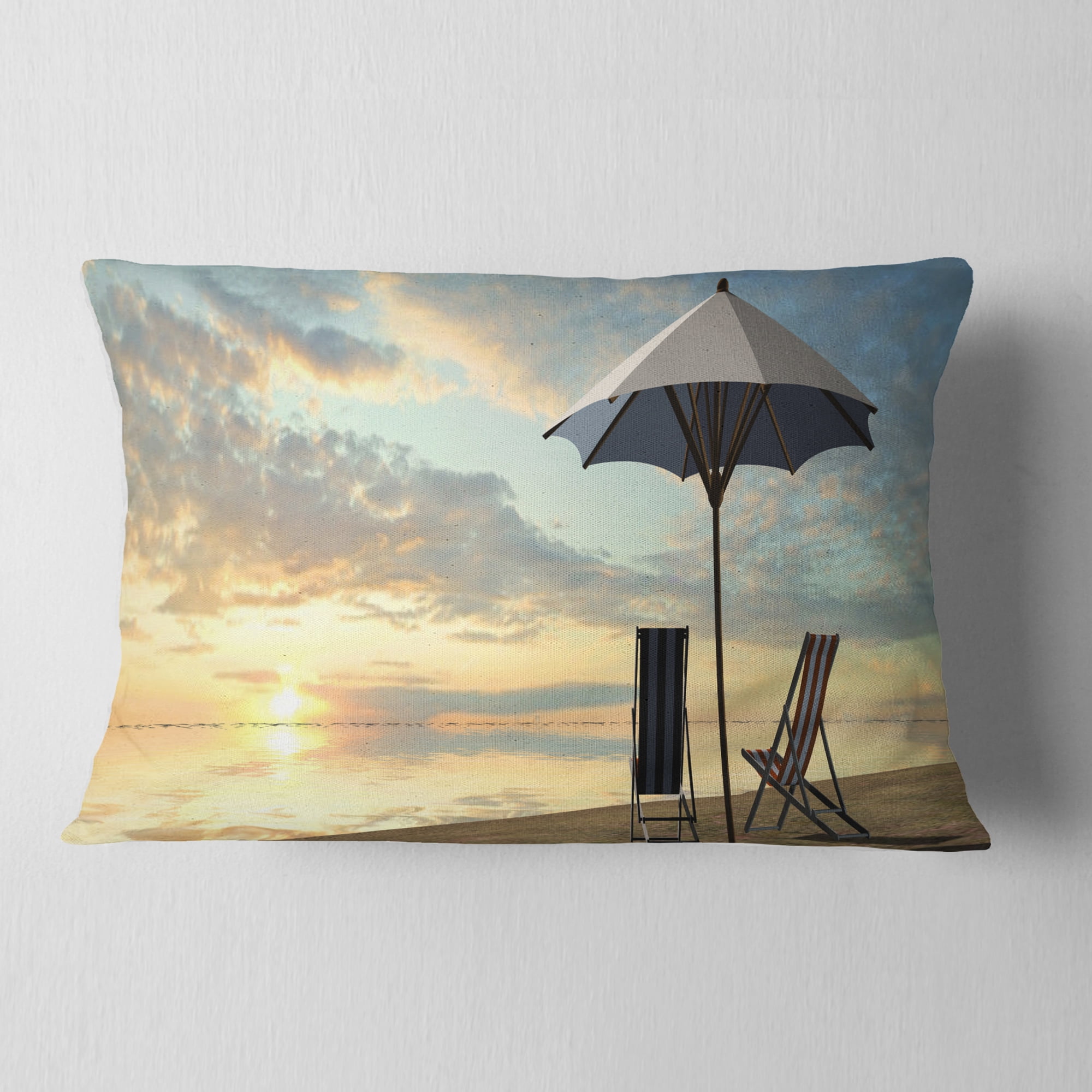 Designart 12" x 20" Multi-color Polyester Throw Pillow