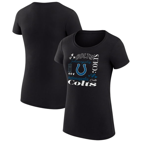 Women's G-III 4Her by Carl Banks Black Indianapolis Colts Super-Slim Fit Lightweight Collage Team T-Shirt