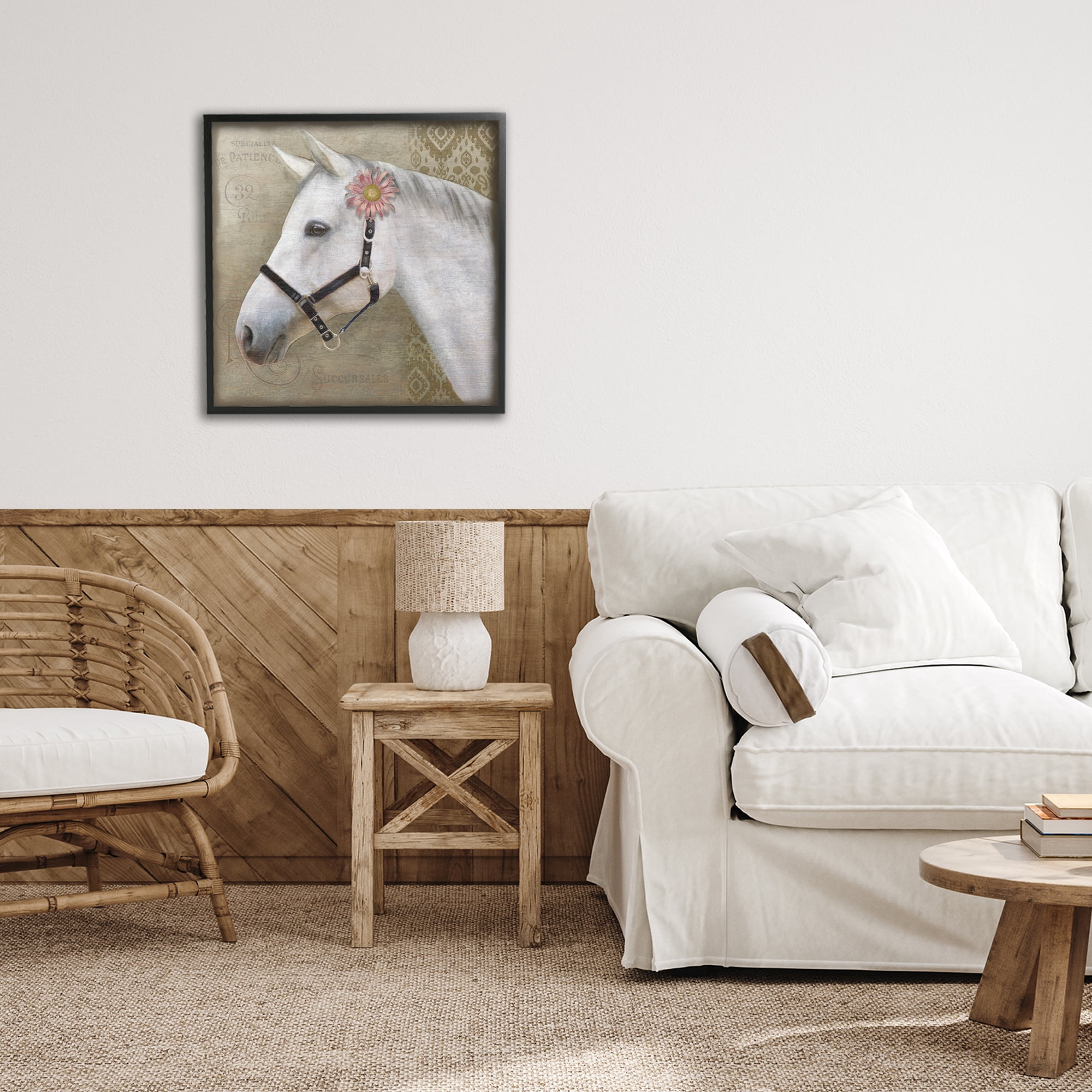 Stupell Industries Boho Barnyard Horse Black Framed Giclee Art, design by Suzanne Nicoll