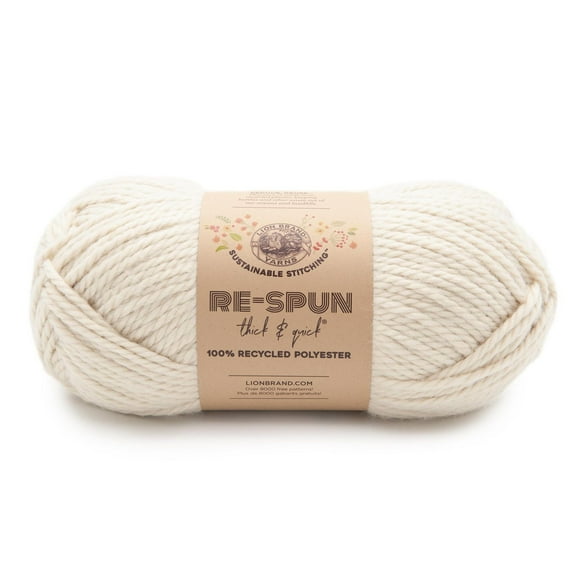 Lion Brand Re-Spun Thick & Quick® Yarn Whipped Cream #6 Super Bulky Recycled Polyester Yarn, 340g/ 204m-1CT