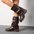 thumbnail image 7 of Western Cowboy Mid Calf Boots with Round Toe and Heel Featuring Buckle Detail for Everyday Wear Comfortable Pull On Design, 7 of 7