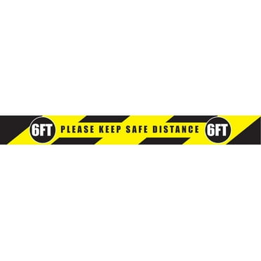 Please Keep Safe Distance Floor Strip Rectangle Vinyl Adhesive 3 x 36
