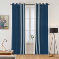 thumbnail image 2 of Kitchen Curtains 84 Inch Length 2 Panels, Navy Blue Beige Striped Grommets Window Treatment Curtain, Modern Farmhouse Retro Lines Thermal Curtains Drapes for Living Room/Bathroom, 2 of 9