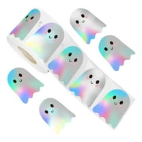 putnchl Halloween Pumpkin Stickers Roll Pumpkin Shape Waterproof Decals Orange Sparkly Self-Adhesive Stickers For Halloween Party Envelope Scrapbook Decor, 500Pcs