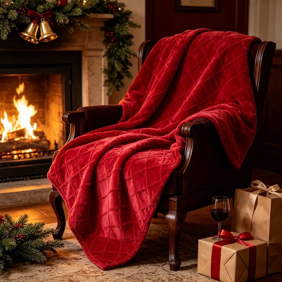 Fievgin Christmas Throw Blanket 39x27.5in Soft Cozy Diamond Plaid Fleece Blanket for Couch Sofa Bed Decor