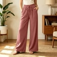 thumbnail image 2 of Edvintorg Wide Leg Capri Pants for Women Flowy Lightweight High Waisted Casual Capris Trouser with Pockets Women’S Clothing Wine S, 2 of 7
