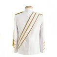 thumbnail image 6 of BVnarty Men's Sequined Blazer Gold Trim Military Style Jacket Long Sleeve Button Up Formal Party Blazer (White,L), 6 of 6