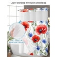 thumbnail image 4 of No Hook Cloth Fabric Shower Curtain with Snap in Liner, Red Poppy Floral Waterproof Shower Curtains Set with See Through Top Window, Summer Wildflowers Blue Garden Bath Curtains Shower 72"x84", 4 of 6