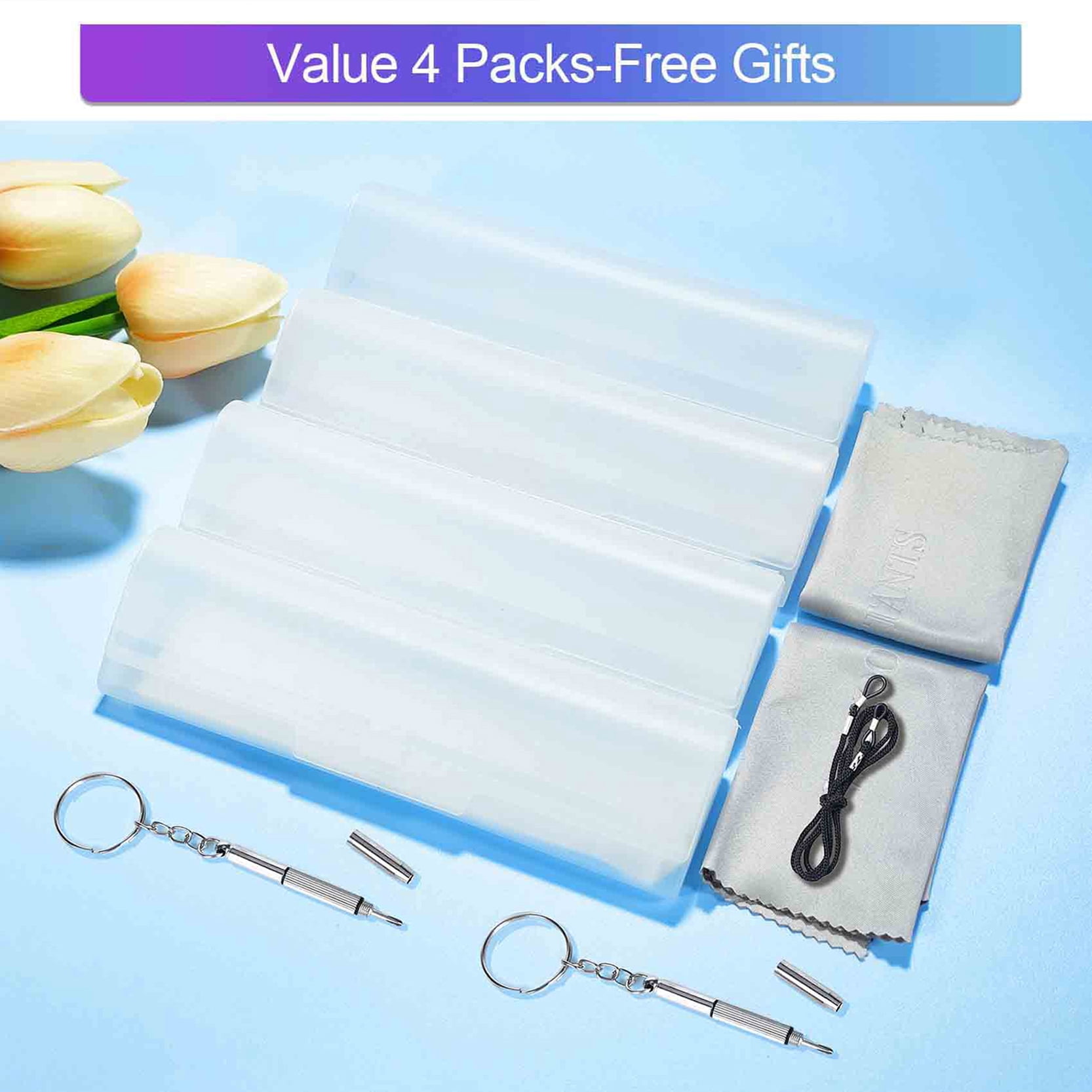 WEMOOTANTS 4 Pairs Frameless Reading Glasses Women Men Narrow Blue Light Blocking Readers 2.0 (2*Black+Blue+Clear)