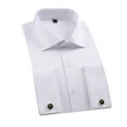 thumbnail image 2 of BRGZLK Men's Dress Shirt Solid Color French Cuff Casual Business Turn Down Collar Button Long Sleeve Slim Fit Shirt White S, 2 of 5
