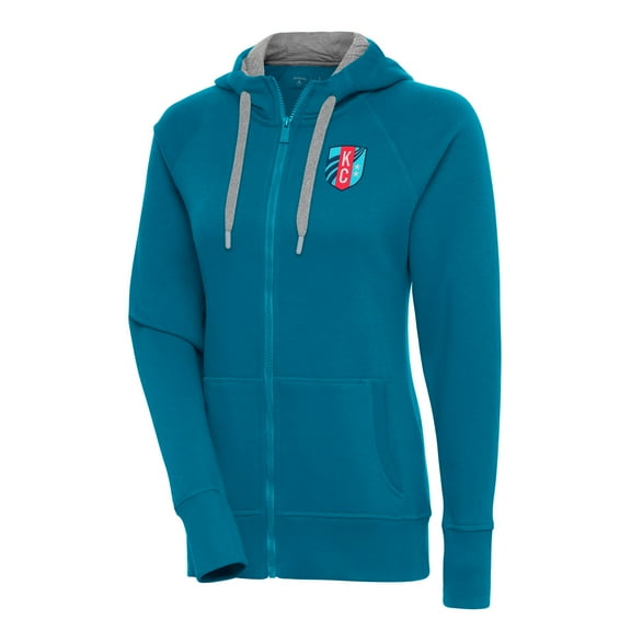 Women's Antigua Teal Kansas City Current Victory Full-Zip Hoodie