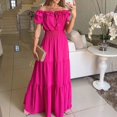thumbnail image 2 of JUNWELL Aubaines Tente pour Femmes Été Automne Mode Manches Courtes Invitée de Mariage Robe de Bal Unie Robe de Fête Épaules Dénudées Col Boho Robes Coupe Ajustée Grande Ampleur Vacances Plage Vert 4, 2 of 7