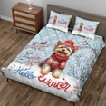 thumbnail image 3 of Hello Winter Yorkshire Terrier Smiling in Red Scarf Hat Welcome Christmas Quilt Bedding Set Yorkie Dog Lover Gifts 1 Blanket Bed Cover 2 Pillowcases - 00017, 3 of 5