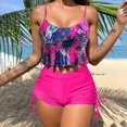thumbnail image 2 of WREESH Womens Two Piece Swimsuit Cami Top Shorts Fashion Printed Casual Split High Waist Boxers Beach Bikinis Swimsuit Sets Bathing Suit Hot Pink, 2 of 7