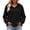 Black, variant on Women's V Neck Hooded Waffle Long Sleeve T Shirts Oversized Comfy Pullover Tops Lightweight Casual Blouse