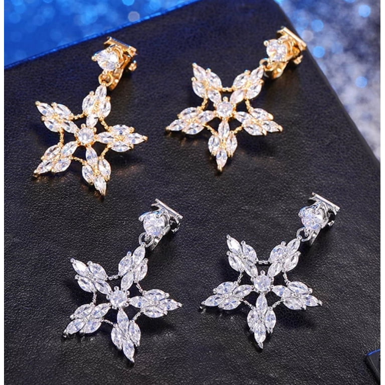 Dangle Earrings Clip On Snowflake Earrings Vintage Avon Snowflake Silver Clip Dangle Earrings Holiday Winter Christmas  WOW