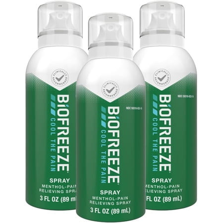 Biofreeze Pain Relief Spray, Back Knee Muscle Joint and Arthritis Pain Relievers, Menthol, 3 oz (Pack of 3)
