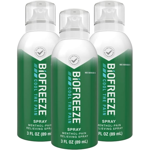 Biofreeze Pain Relief Spray, Back Knee Muscle Joint and Arthritis Pain Relievers, Menthol, 3 oz (Pack of 3)