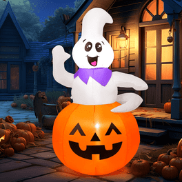 Ghost holding 3 stack pumpkins buy