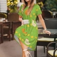 thumbnail image 3 of Salouo Funny Chicken for Women's Short Sleeve Summer Dress, Pleated Loose Swing Knee Length Dresses with Pockets, 3 of 6