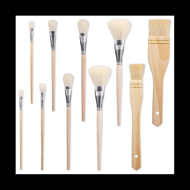 10 Pinceles, Varios TamañOs, Pinceles de Pelo de Cabra para Pintar , Pincel Dorado de Piel Suave para Pintar