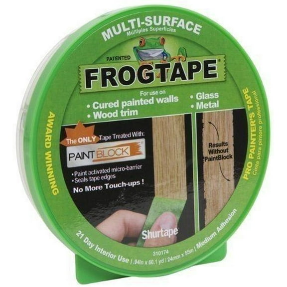 Frog Tape 1358463 Green Pro Painter's Tape with Paint Block .94" x 60 Yards