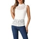 thumbnail image 1 of INSPIRAR CHIC Top sin mangas de encaje floral para mujer con cuello alto, transparente, color blanco, 1 of 6
