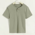 thumbnail image 2 of TTUHYWXI Toddler Short Sleeve Henley Shirt Boys Ribbed T-Shirt (Army Green, 6-7 Years), 2 of 8