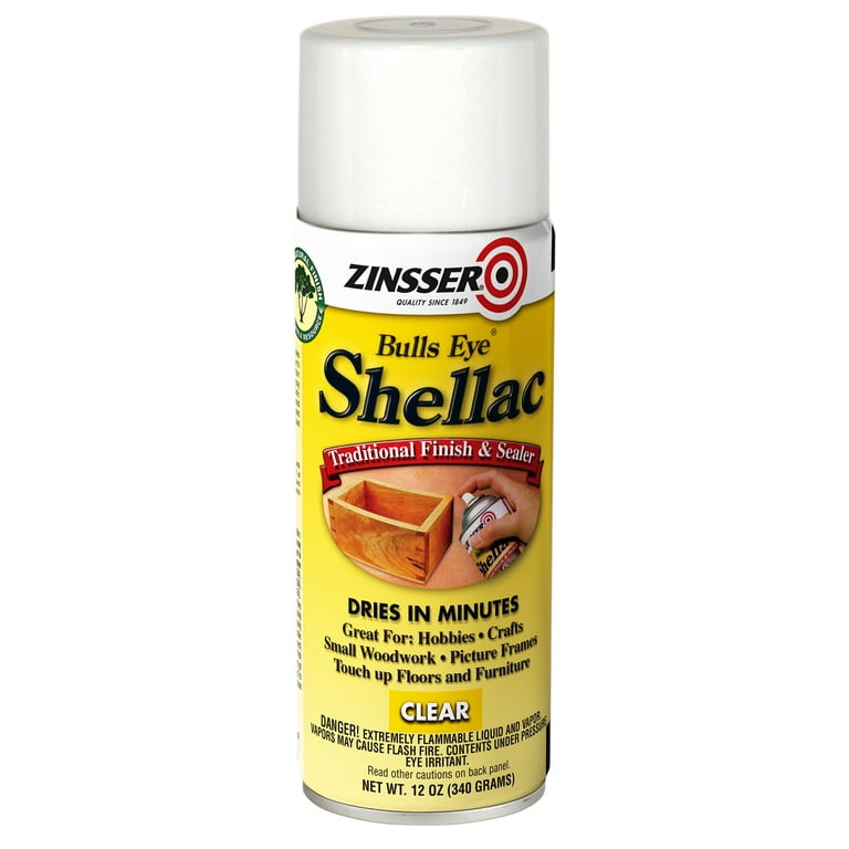 Zinsser Bulls Eye Shellac Traditional Finish & Sealer Spray 12 oz. Aerosol Can, Clear