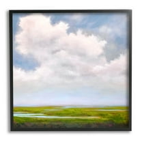 Stupell Industries Panoramic Meadow Horizon Clouds Painting Black Framed Art Print Wall Art, Design by Catherine Andersen