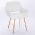 thumbnail image 3 of Teddy Fabric Upholstered Side Dining Chair with Metal Legs, Modern Vanity Chair with KD Backrest for Living Room Make-up Studying, White, 3 of 8