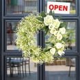 thumbnail image 1 of Simulation Flowers White Rose Wreath Wedding Scene Decoration Outdoor Patio Hanging Ornaments, 1 of 8