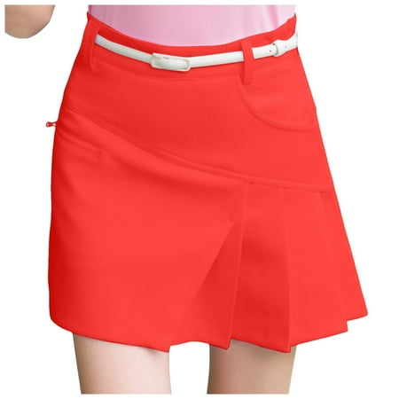 Fsqjgq Ballet Skirt Boho Skirts for Women Leather Skirt Petite Skirts for Women 5 Ft Golf Skirt Dress with Panties Spring Summer Fall A Line High Waisted Pleated Skirt Pocket Skater Skirts M