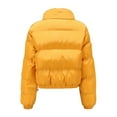 thumbnail image 5 of Stichou Womens Cropped Puffer Jackets Long Sleeve Stand Collar Coats Quilted Zipper Outerwear Saffron 2XL, 5 of 7