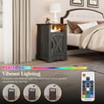 thumbnail image 6 of Tall LED Nightstand Set of 2 with Charging Station, Wooden Side Table with Storage Cabinet, Dark Gray, 6 of 7
