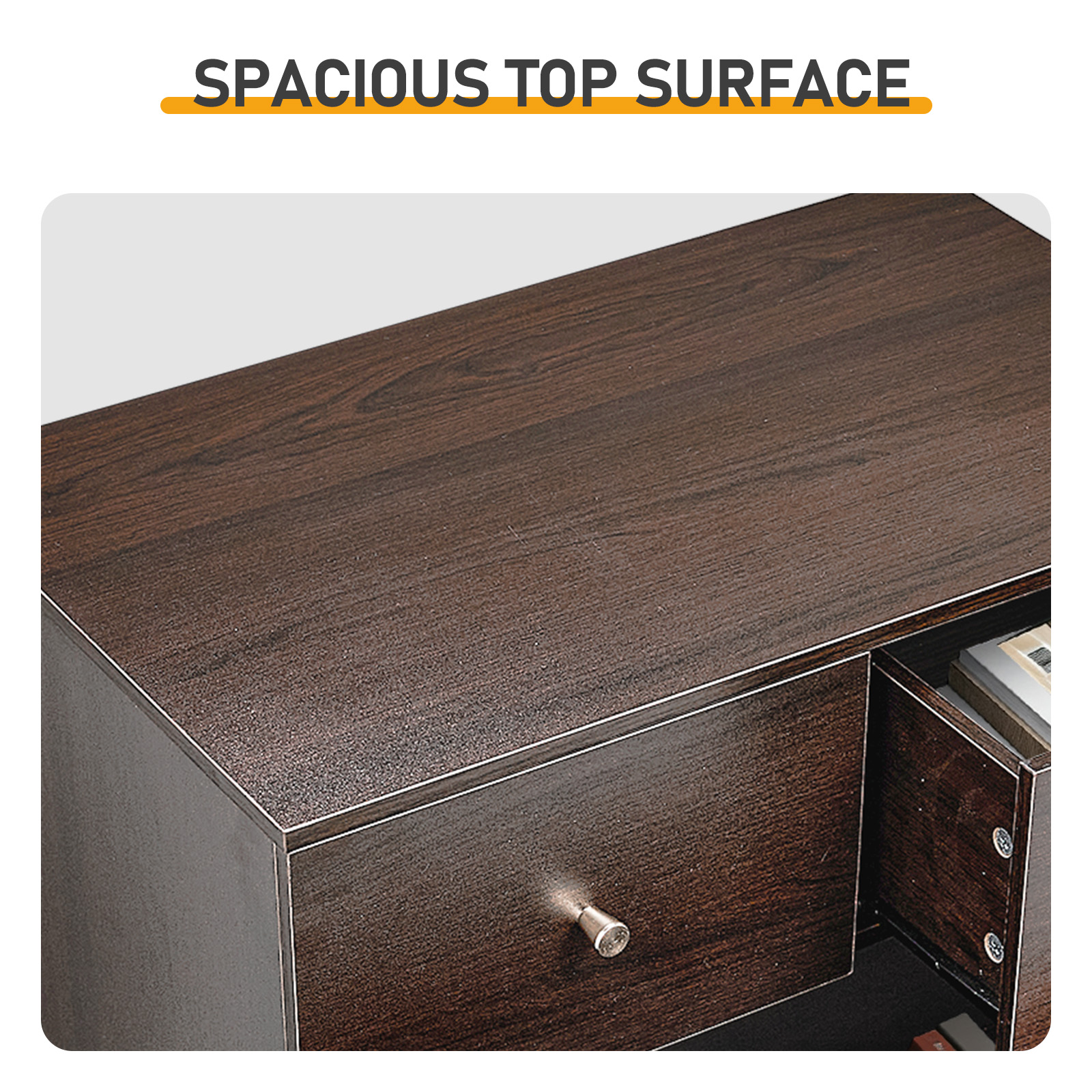 7 Drawer Cabinet, Matte Gold Handles Textured Linen Melamine Particle Board Cabinet, Tall Space-Saving Storage Organizer for Bedroom Office Living Area