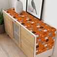 thumbnail image 4 of Orange Halloween Table Runner - 120 Inch Long, Kitchen Dining Table Runner Dresser Scarves, Cat Bat Ghost Pumpkins Farmhouse Decor for Coffee Tables Wedding Party Banquet, 4 of 8