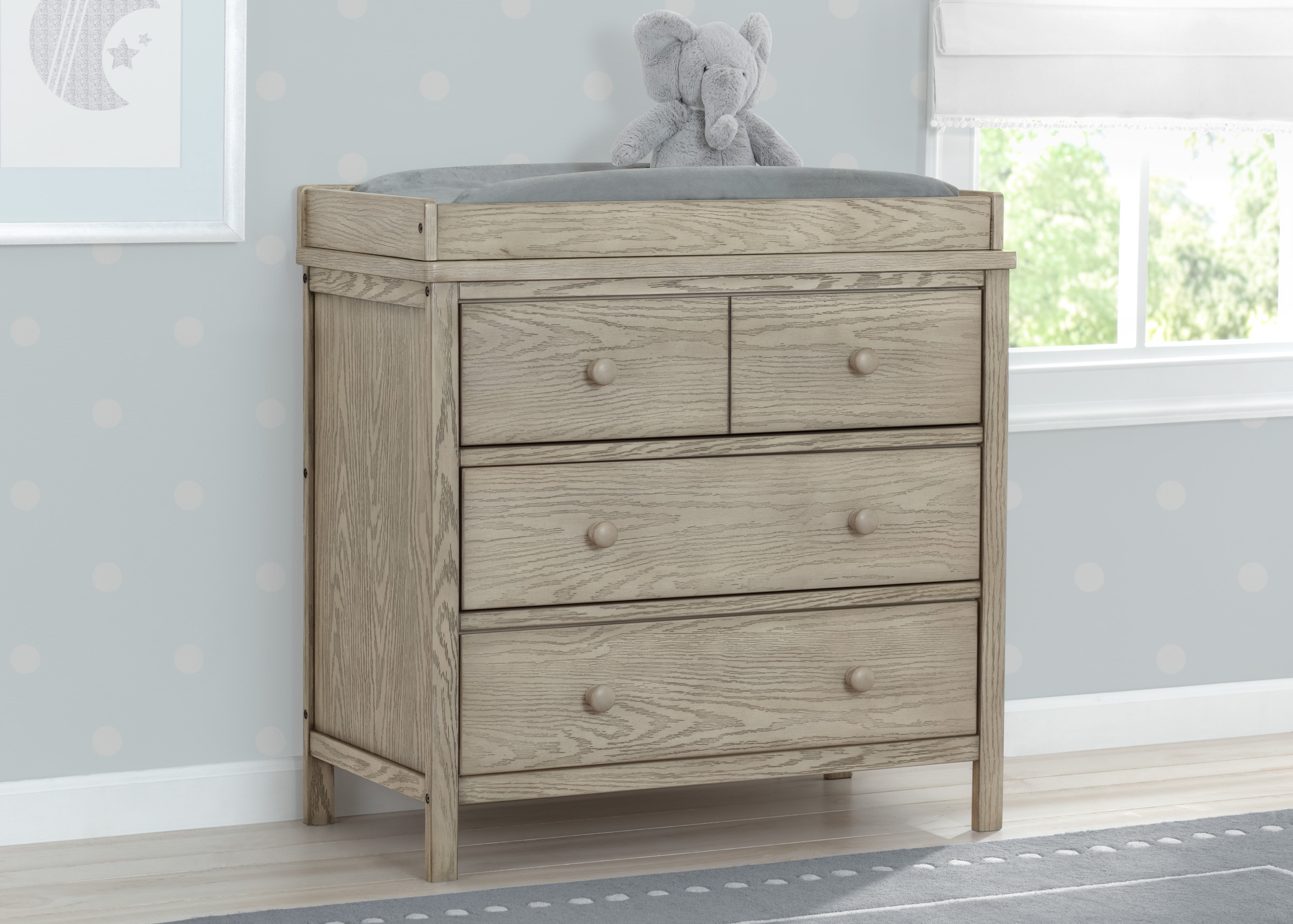 delta children farmhouse 3 drawer dresser with changing top