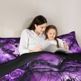 thumbnail image 5 of Feelyou Purple Thorny Rose Full Size Comforter Sets for Couple, Gothic Spider Web Bedding Comforter Set, Romantic Love Heart Reversible Bedding Sets, Luxury Bedroom Decor, 3 Pieces, 5 of 8