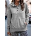 thumbnail image 3 of Sudadera SHEWIN, talla grande, cuello en V, para mujer, gris, 3 of 5