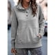 thumbnail image 3 of Sudadera SHEWIN, talla grande, cuello en V, para mujer, gris, 3 of 5