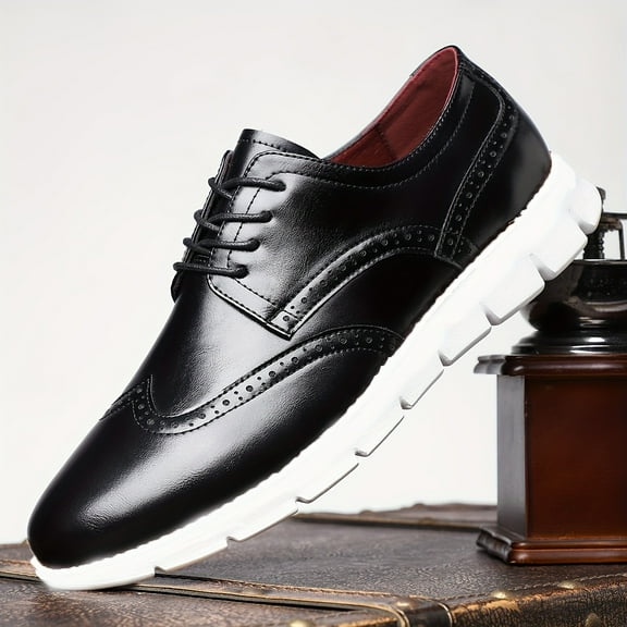 Men's Formal & Casual Dress Shoes - Lace-Up Business Wedding Shoes, Non-Slip Rubber Sole, All-Season Brown for Office, Events, Everyday - Comfortable Formal Footwear, Event Footwear, Stylish Laceup