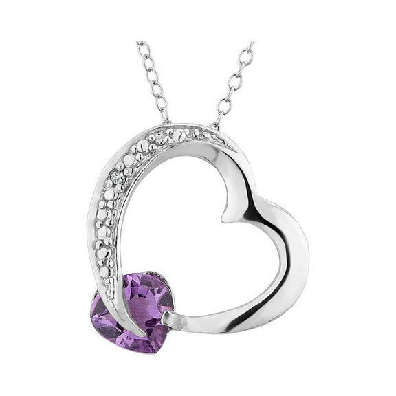 3/4 Carat (Ctw) Amethyst Heart Pendant Necklace in Sterling Silver with Chain